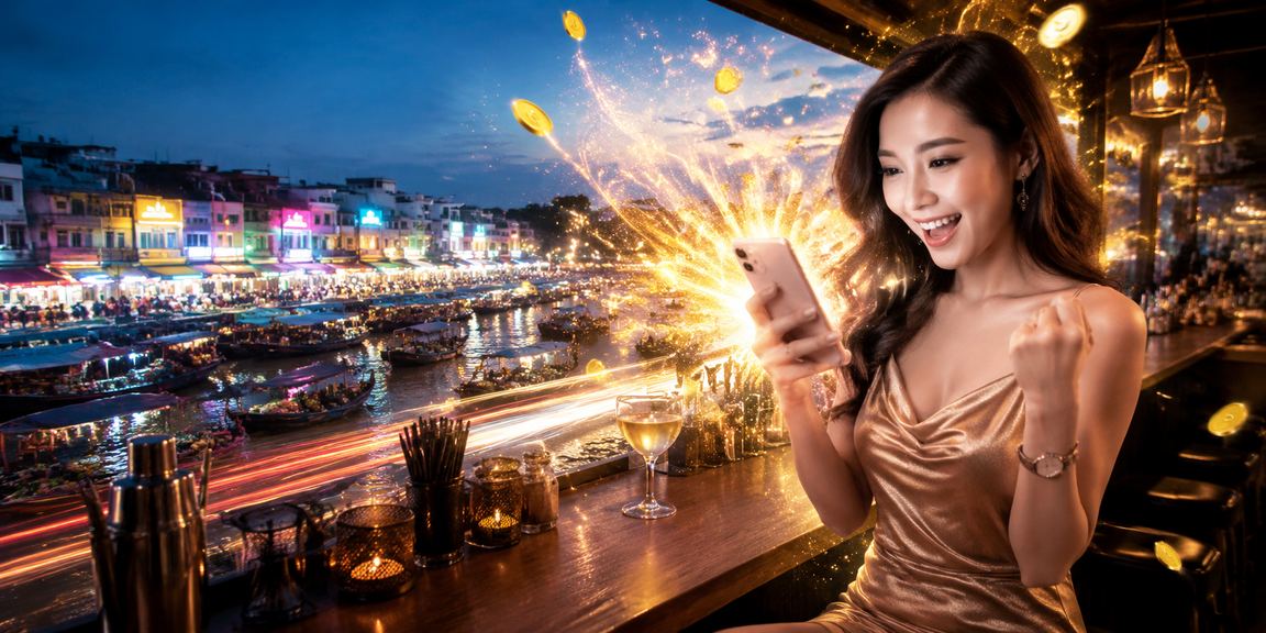 Người dùng trải nghiệm casino trực tuyến trên điện thoại tại Cần Thơ với ánh đèn neon